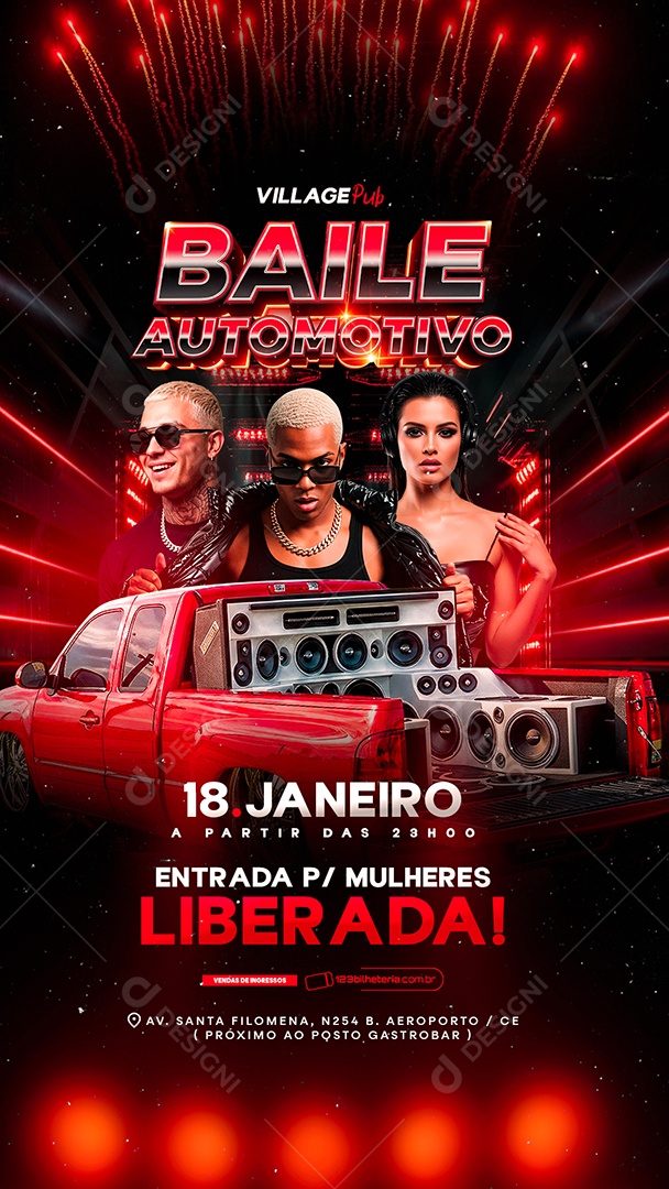 Story Flyer Próximos Shows Baile Automotivo Social Media PSD Editável