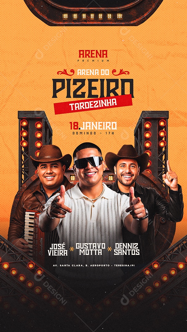 Story Flyer Próximos Shows Arena do Pizeiro Tardezinha Social Media PSD Editável