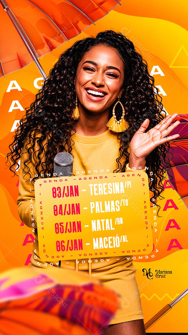 Story Flyer Próximos Shows Agenda Mariana Cruz Social Media PSD Editável