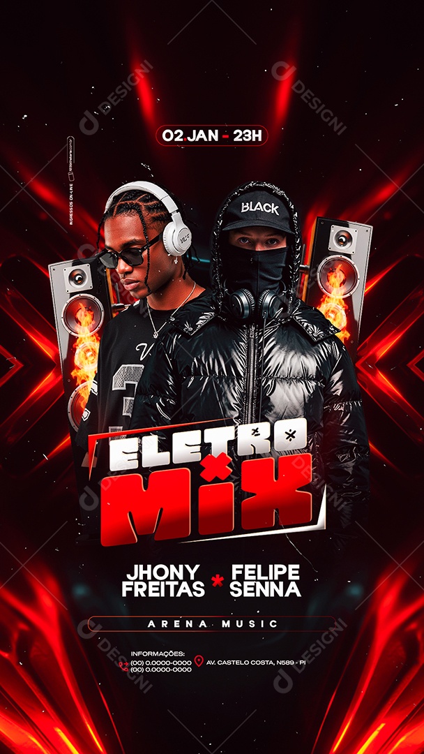 Story Flyer Próximos Shows Eletro Mix Social Media PSD Editável