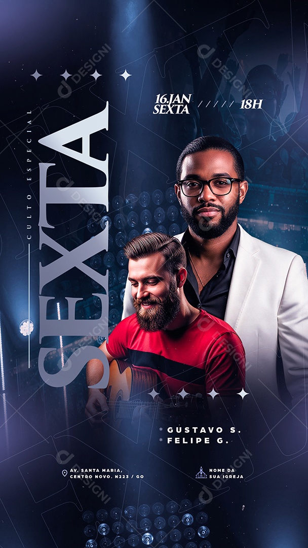 Story Flyer Gospel Culto Especial Sexta Social Media PSD Editável