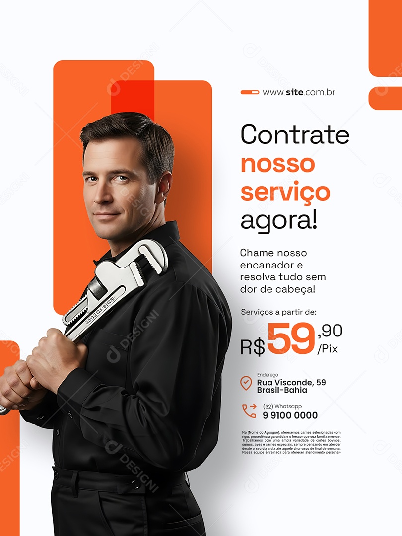 Encanador Contrate Nosso Serviço Agora Social Media PSD Editável