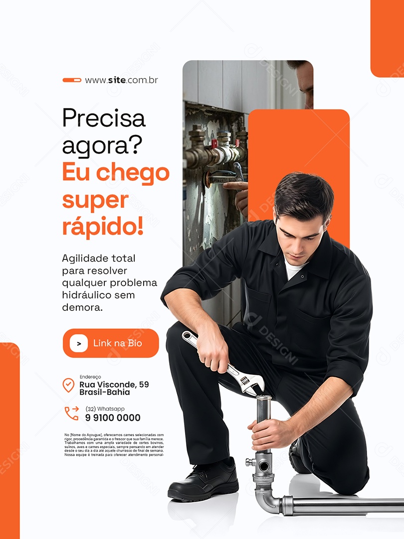 Encanador Precisa Agora Eu Chego Super Rápido Social Media PSD Editável