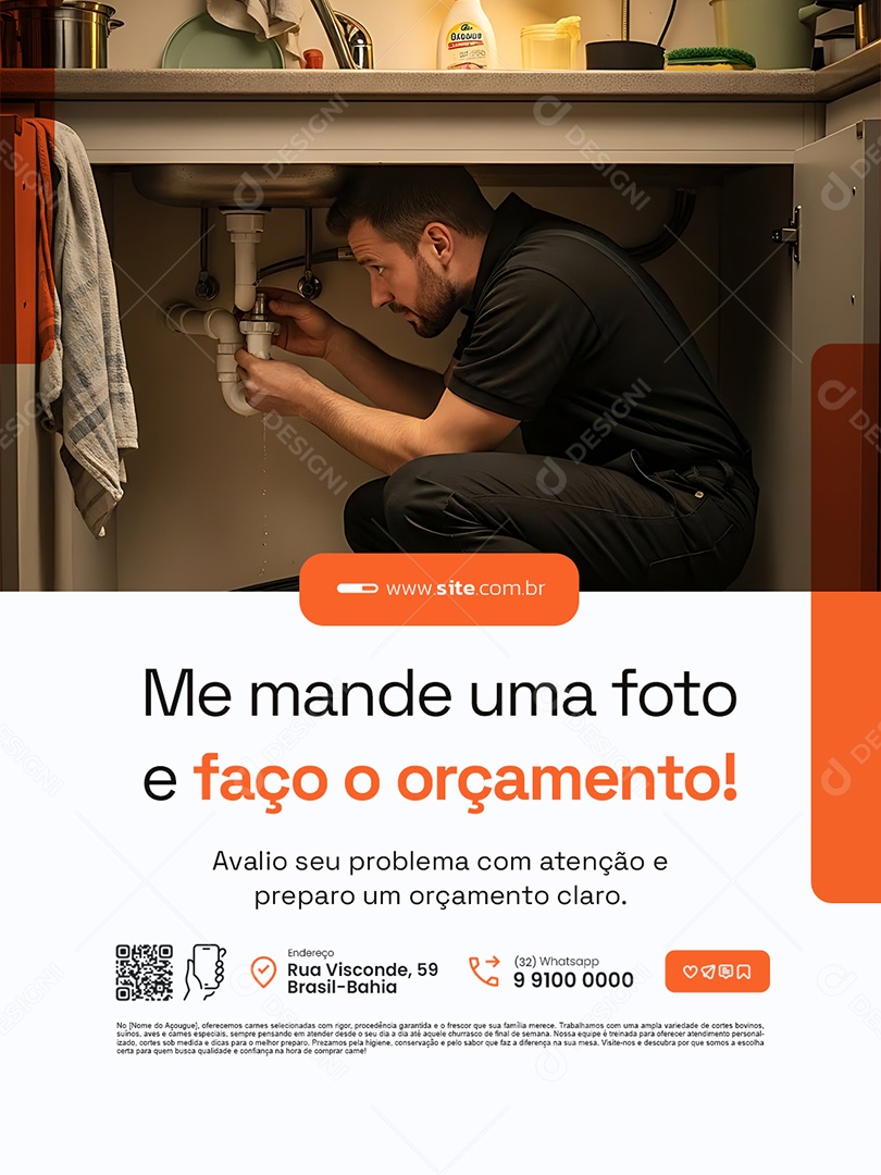 Encanador Me Mande uma Foto e Faço o Orçamento Social Media PSD Editável