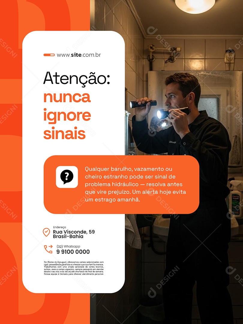 Encanador Atenção Nunca Ignore Sinais Social Media PSD Editável