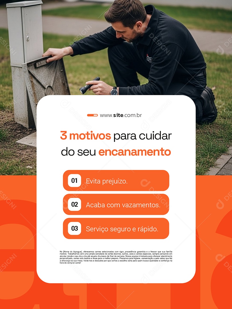 Encanador Três Motivos para Cuidar do Seu Encanamento Social Media PSD Editável