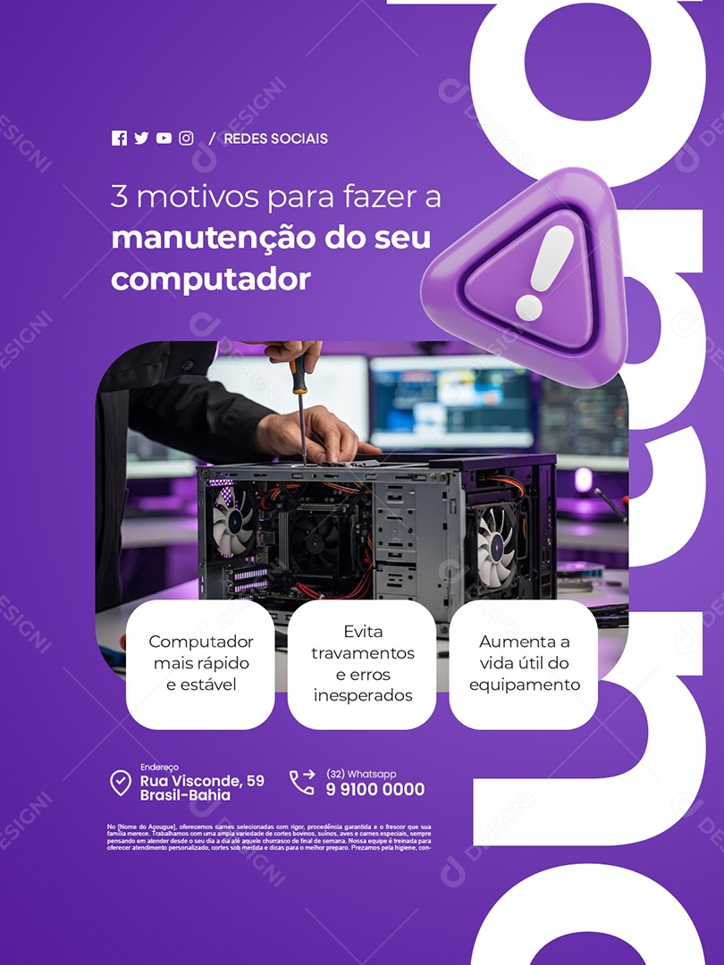 Manutenção Computador Três Motivos para Fazer a Manutenção do Seu Computador Social Media PSD Editável