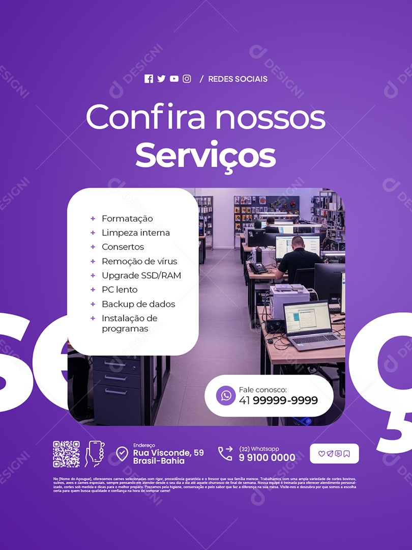 Manutenção Computador Confira Nossos Serviços Social Media PSD Editável