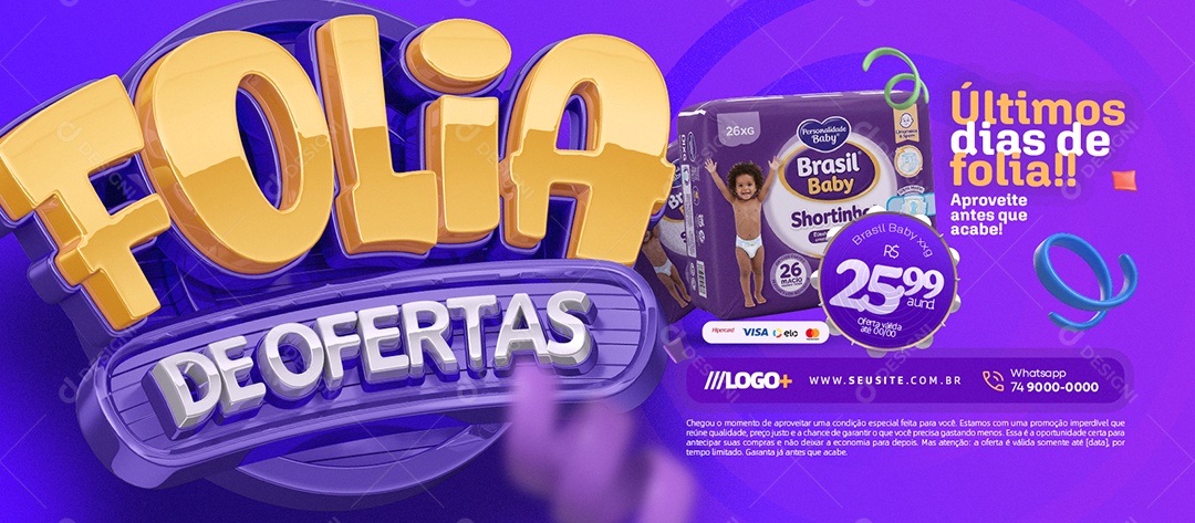 Banner Farmácia Folia de Ofertas Últimos Dias de Folia Social Media PSD Editável