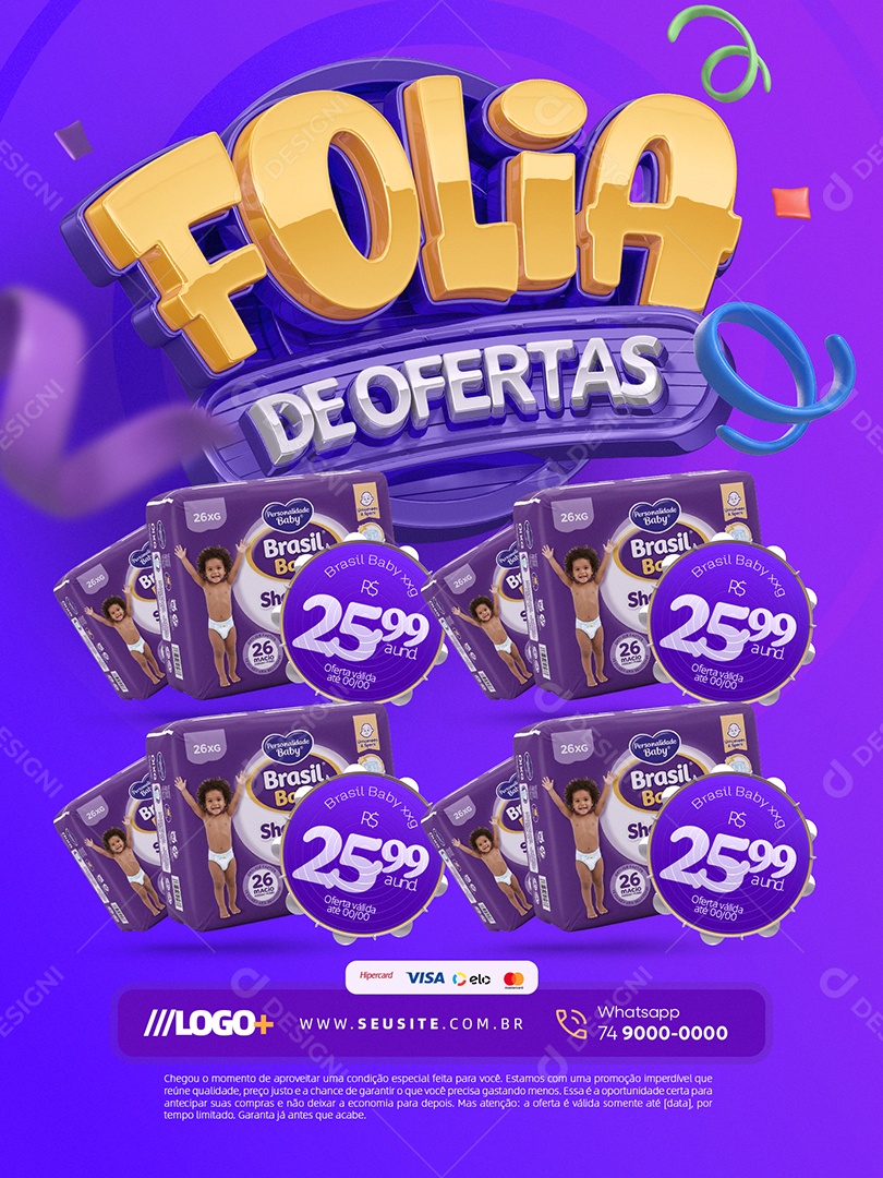 Farmácia Folia de Ofertas Encarte Fraldas Baby Social Media PSD Editável