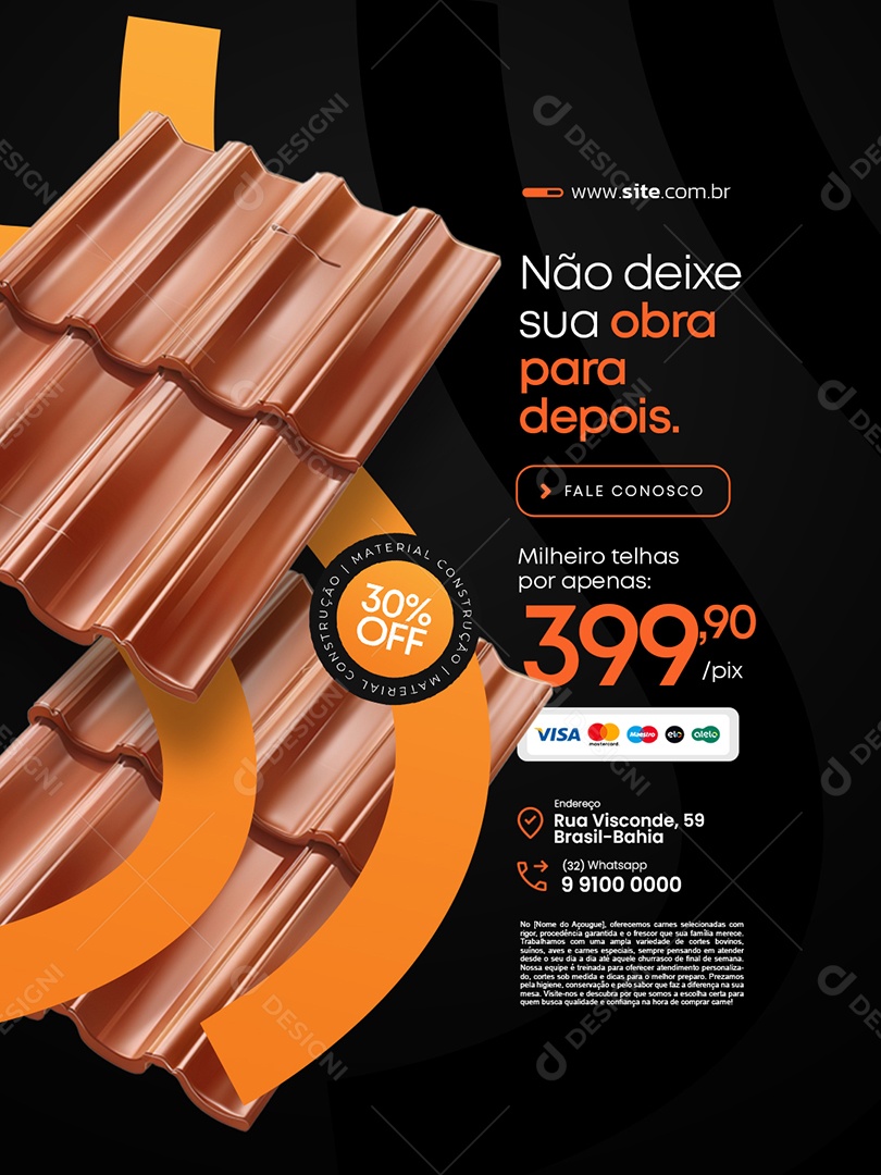 Material Construção Não Deixe Sua Obra para Depois Social Media PSD Editável