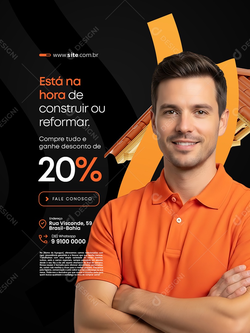 Material Construção Está na Hora de Construir ou Reformar Social Media PSD Editável