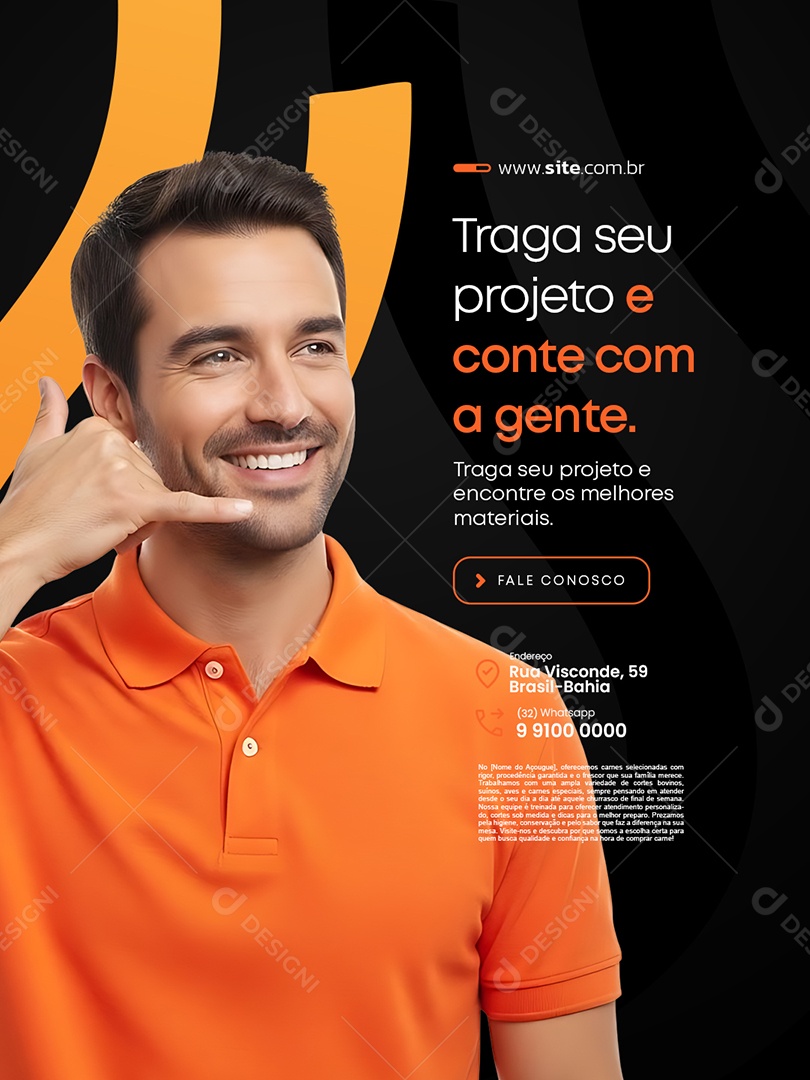 Material Construção Trago Seu Projeto e Conte com a Gente Social Media PSD Editável
