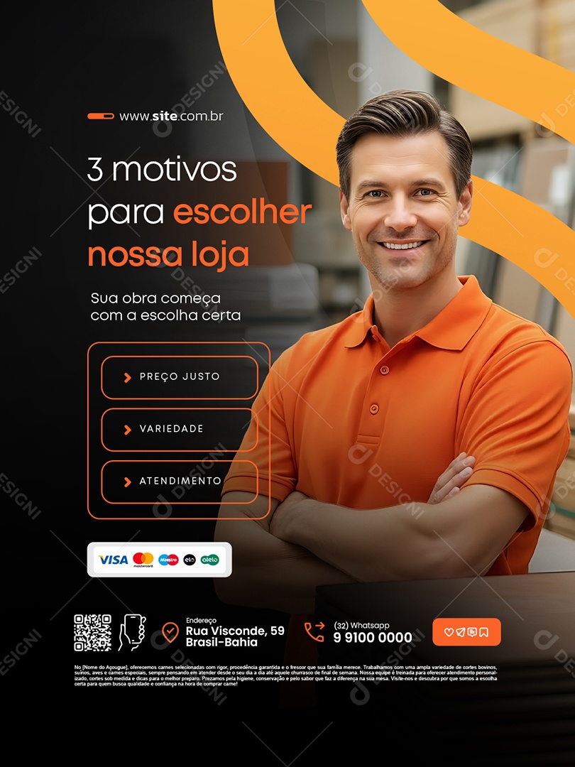 Material Construção Três Motivos para Escolher Nossa Loja Social Media PSD Editável