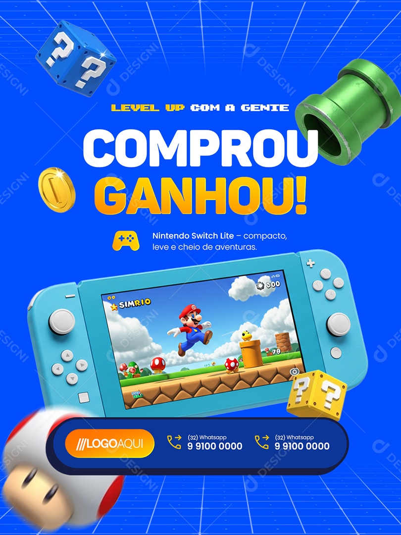Loja Games Level Up com a Gente Comprou Ganhou Social Media PSD Editável