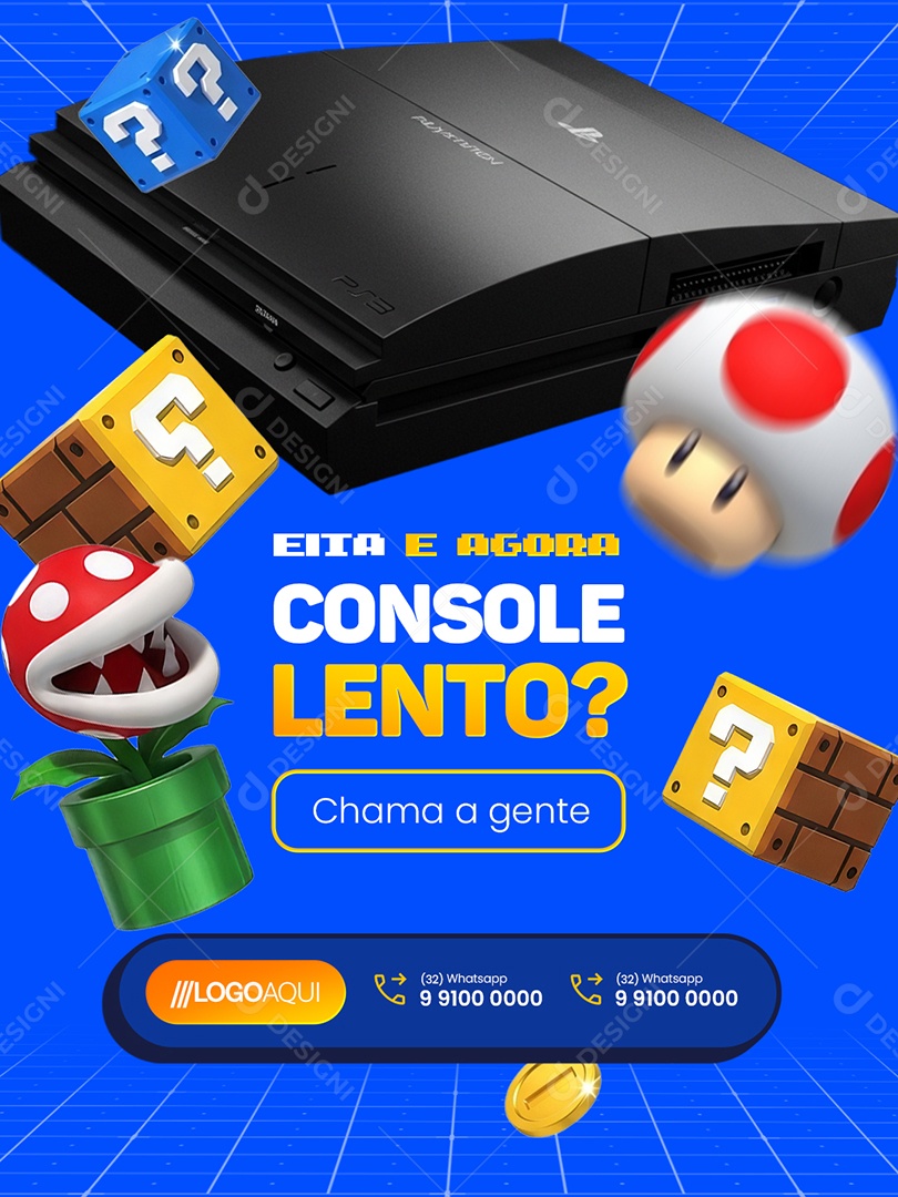 Loja Games Eita e Agora Console Lento Social Media PSD Editável