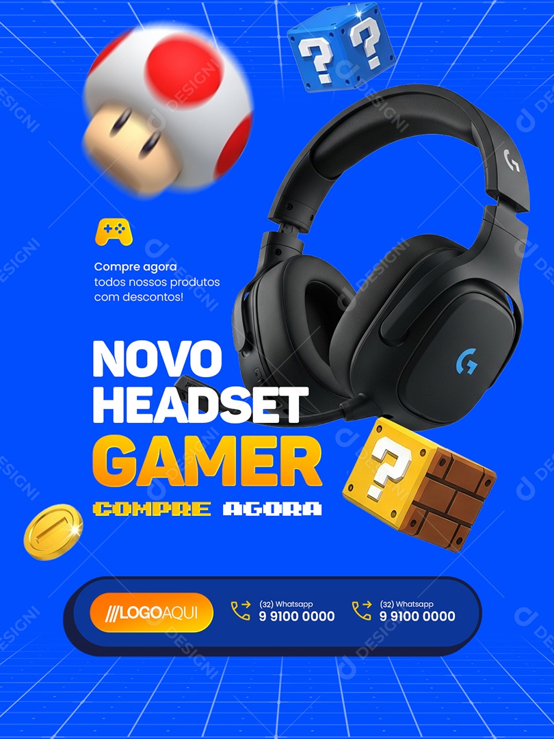 Loja Games Novo Headset Gamer Social Media PSD Editável