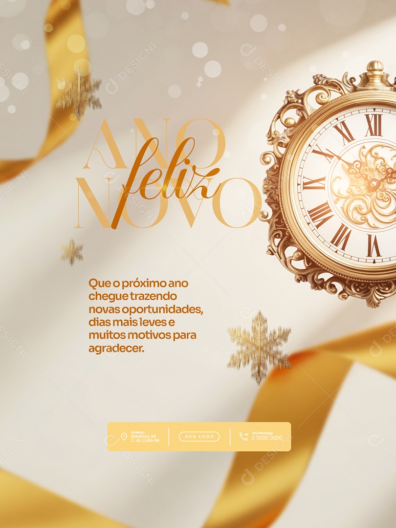 Flyer Feliz Ano Novo 2026 Feed Que a Paz Social Media PSD Editável