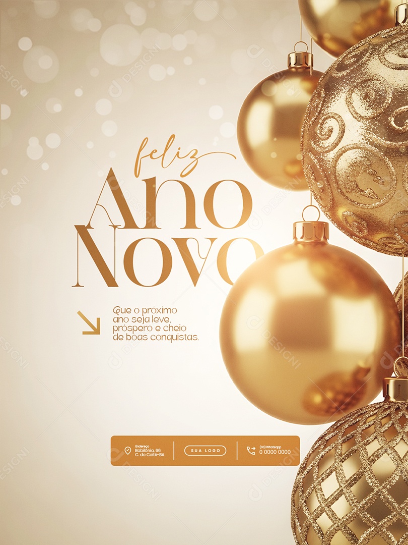 Flyer Feliz Ano Novo 2026 Feed Que o Próximo Ano Venha Social Media PSD Editável