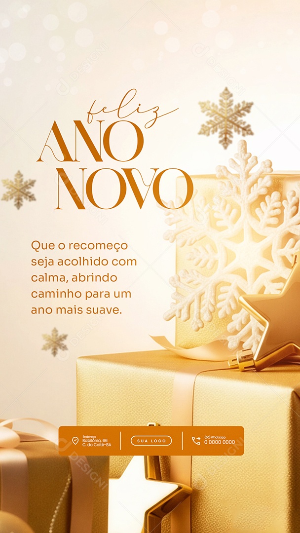 Flyer Feliz Ano Novo 2026 Story Que o Recomeço Social Media PSD Editável