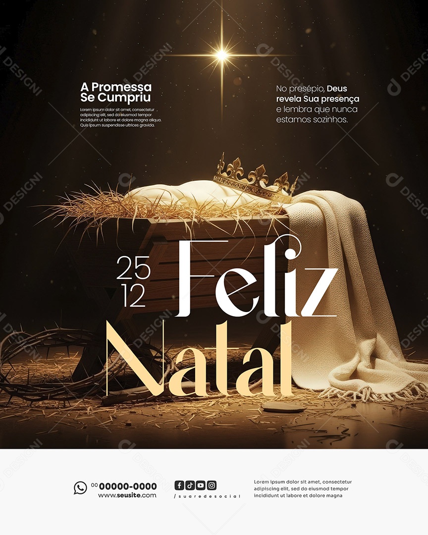 Feliz Natal 25 de Dezembro Afeto Gratidão e Boas Social Media PSD Editável