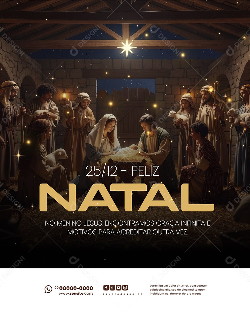 Feliz Natal 25 de Dezembro O Brilho da Estrela Guia Social Media PSD Editável