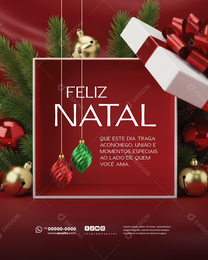 Feliz Natal 25 de Dezembro Que sua Celebração Seja Cheia de Paz Social Media PSD Editável