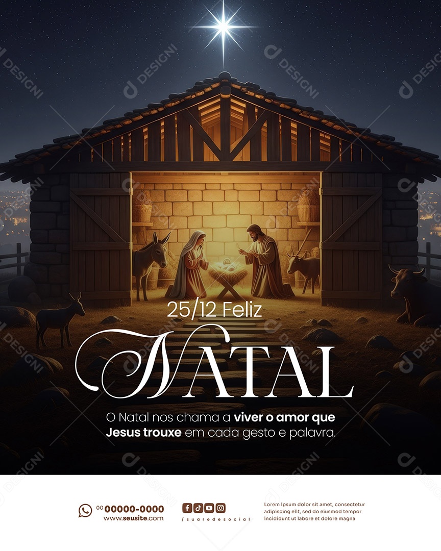 Feliz Natal 25 de Dezembro A Esperança Tem Nome Social Media PSD Editável