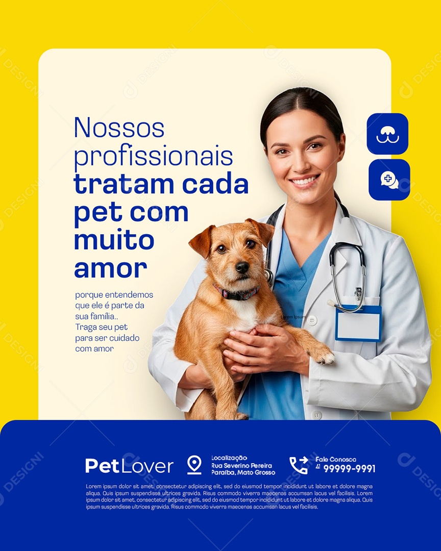Petshop Nossos Profissionais Tratam Cada Pet com Muito Amor Social Media PSD Editável