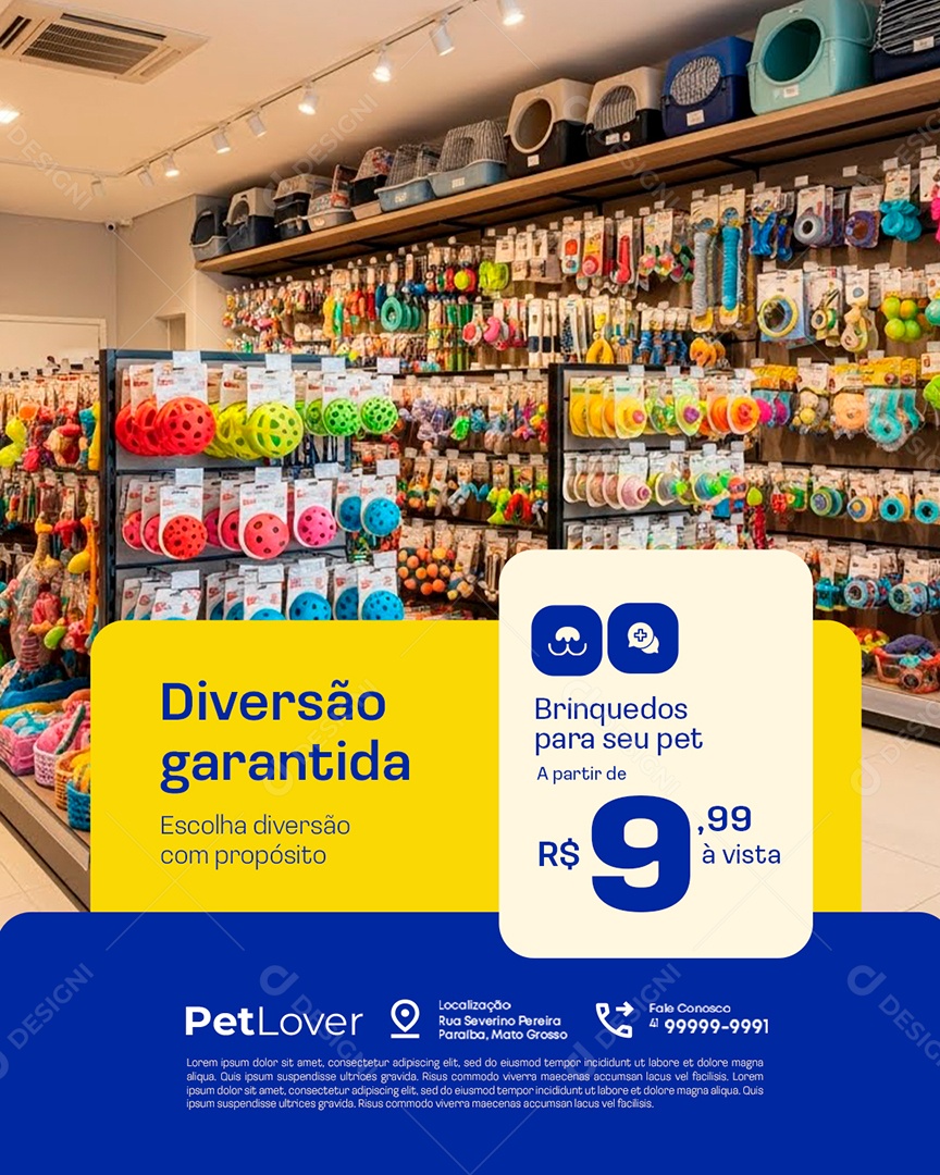 Petshop Diversão Garantida Brinquedos para Seu Pet Social Media PSD Editável