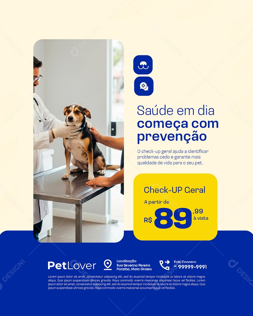 Petshop Saúde em Dia Começa com Prevenção Social Media PSD Editável