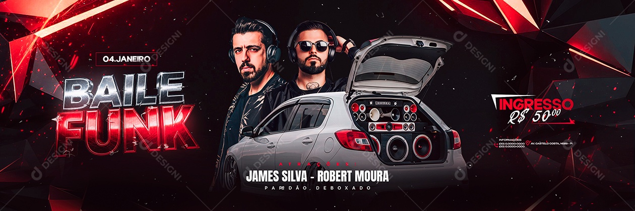 Carrossel Flyer Próximos Shows Baile Funk Social Media PSD Editável