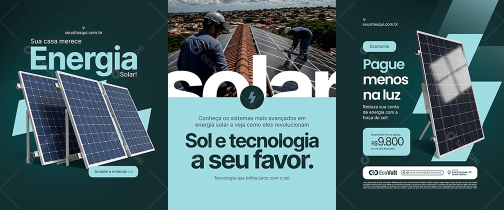 Carrossel Energia Solar Sol e Tecnologia a Seu Favor Social Media PSD Editável