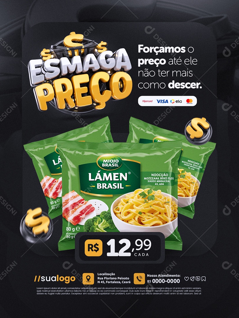 Esmaga Preço Supermercado Forçamos o Preço Social Media PSD Editável