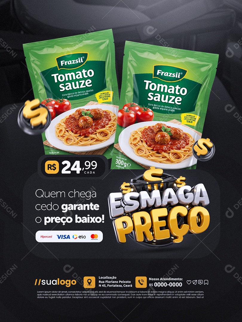 Esmaga Preço Supermercado Quem Chega Cedo Garante o Preço Baixo Social Media PSD Editável