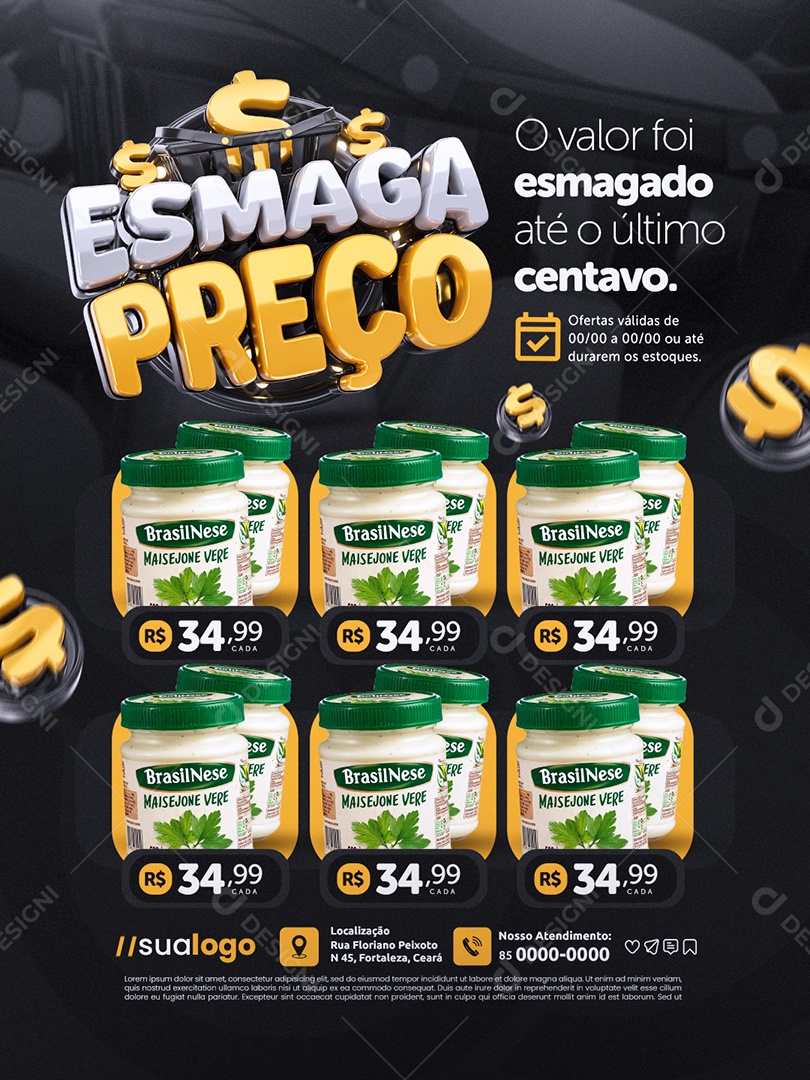 Esmaga Preço Supermercado Maionese O Valor Foi Esmagado Social Media PSD Editável