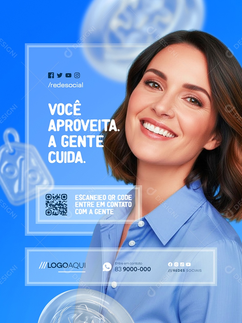 Piscina Você Aproveita a Gemte Cuida Social Media PSD Editável