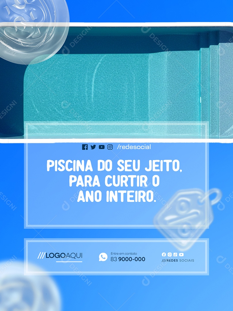Piscina do Seu Jeito para Curtir o Ano Inteiro Social Media PSD Editável