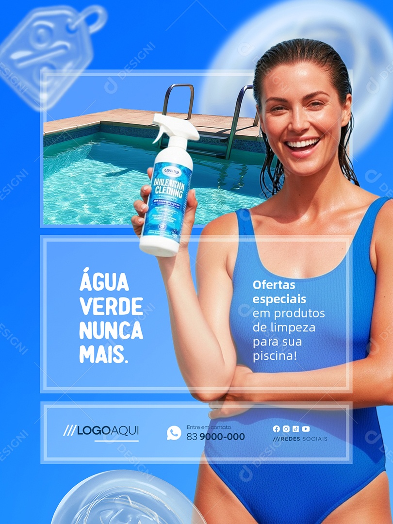 Piscina Água Verde Nunca Mais Social Media PSD Editável