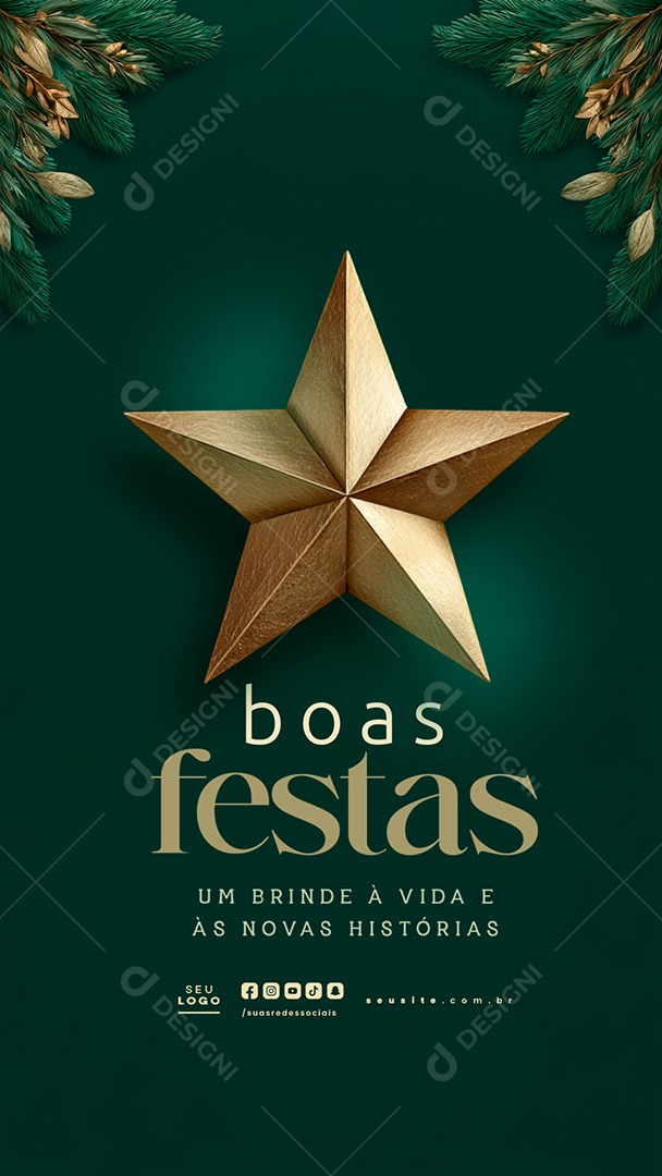 Story Boas Festas Um Brinde à Vida e Às Novas Histórias Social Media PSD Editável