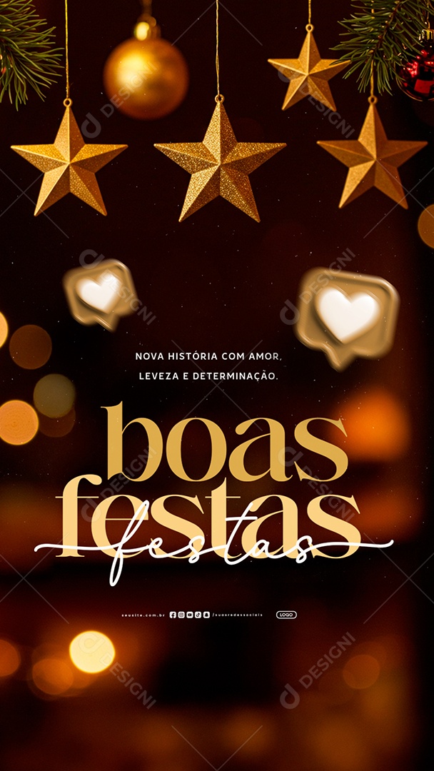 Story Boas Festas Novas Histórias com Amor Social Media PSD Editável