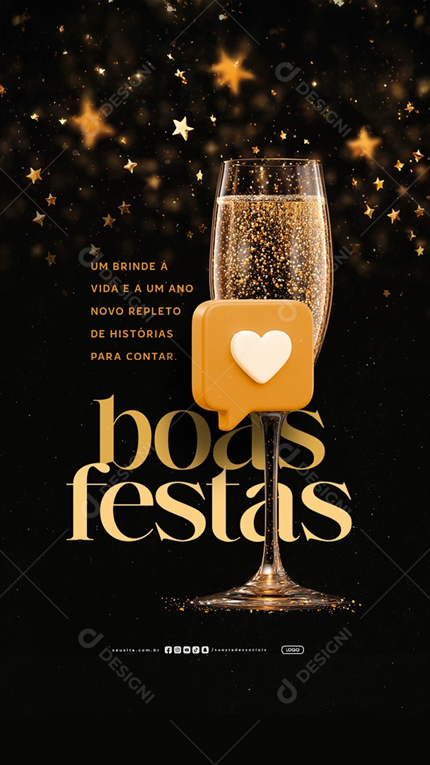 Story Boas Festas Um Brinde à Vida Social Media PSD Editável