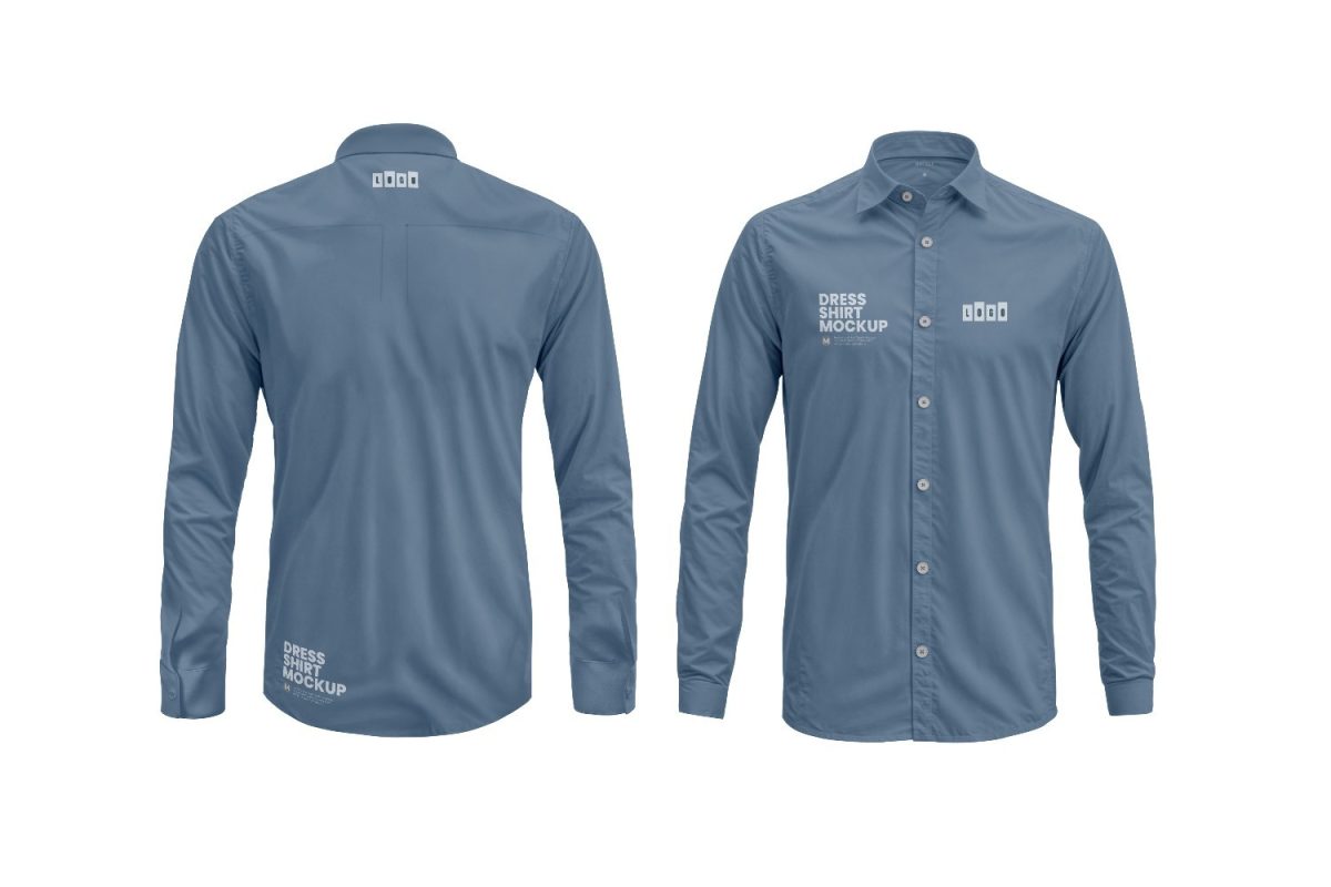 Mockup Camisa Social Azul Masculina Frente e Costas PSD Editável