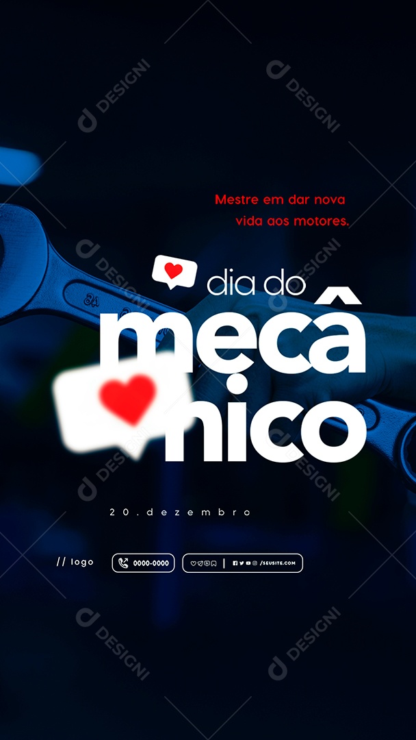 Story Dia do Mecânico 20 de Dezembro Mestre em Dar Nova Vida aos Motores Social Media PSD Editável