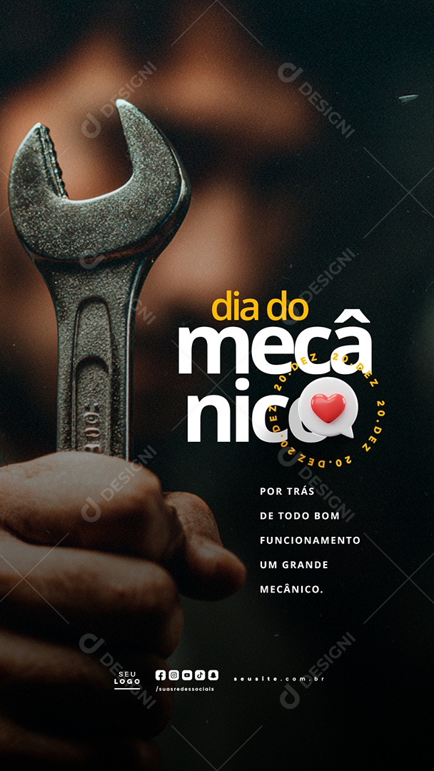 Story Dia do Mecânico 20 de Dezembro Social Media PSD Editável