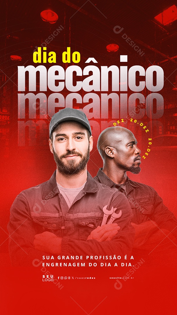 Story Dia do Mecânico 20 de Dezembro Sua Grande Profissão Social Media PSD Editável