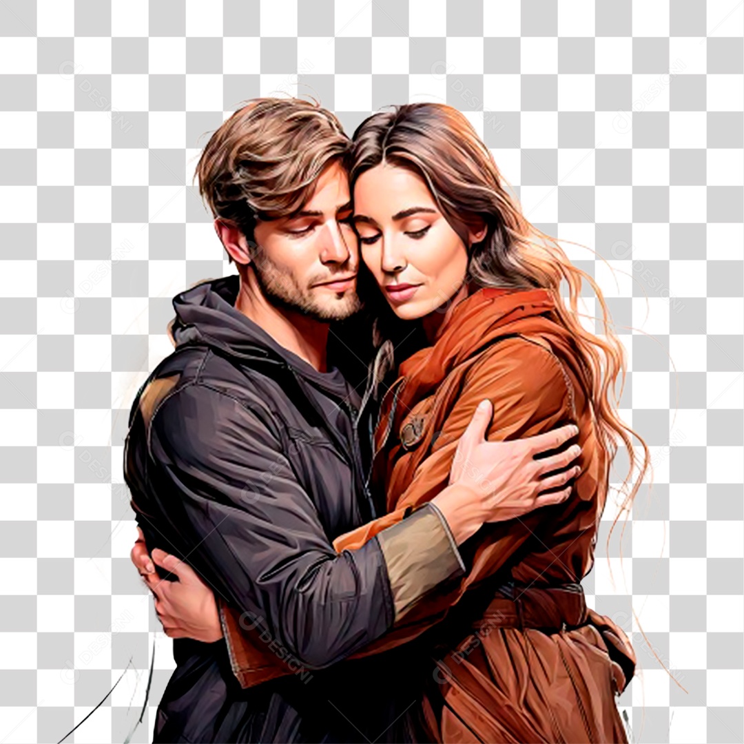 Homem Abraçando Mulher PNG Transparente