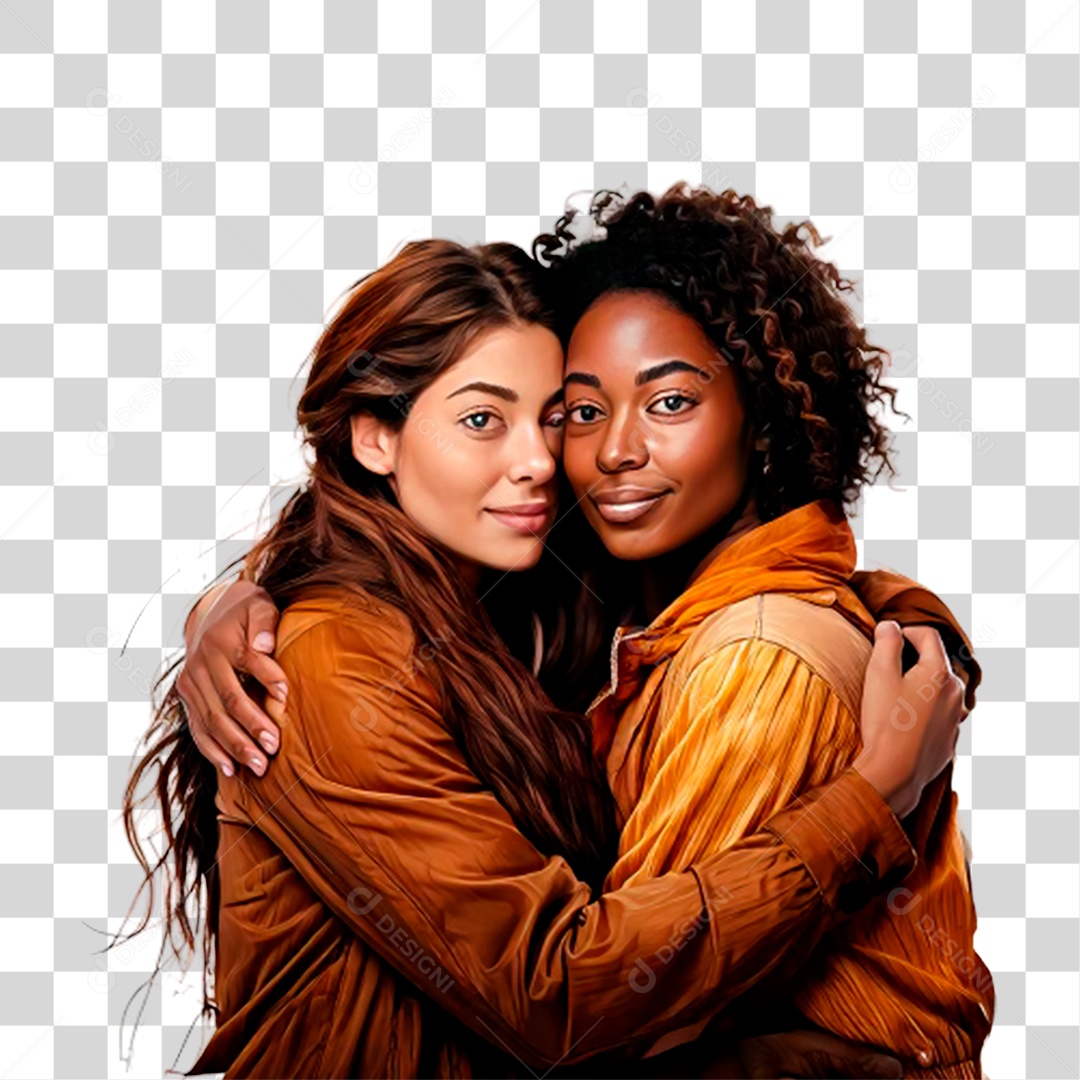 Mulheres Abraçadas PNG Transparente