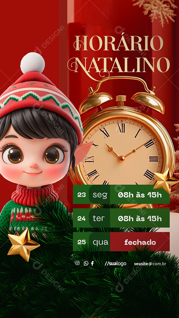 Story Horário Natalino Feliz Natal Social Media PSD Editável