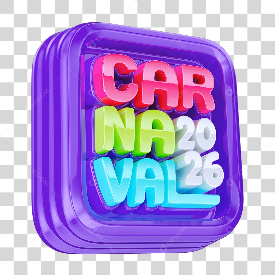 Selo 3D Carnaval 2026 PNG Transparente